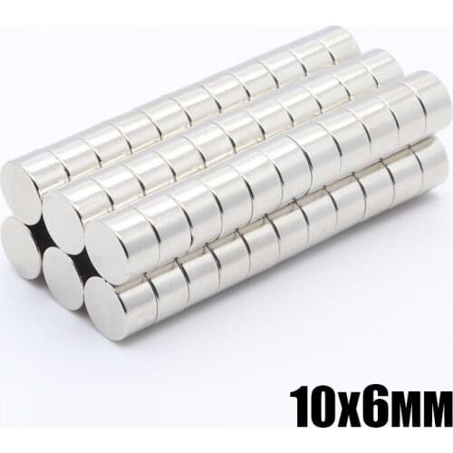 50pcs 10x6 mm Neodymium Magnet Permanent N35 NdFeB Super Strong Powerful Small Round Magnetic Magnets Disc 10mm x 6mm