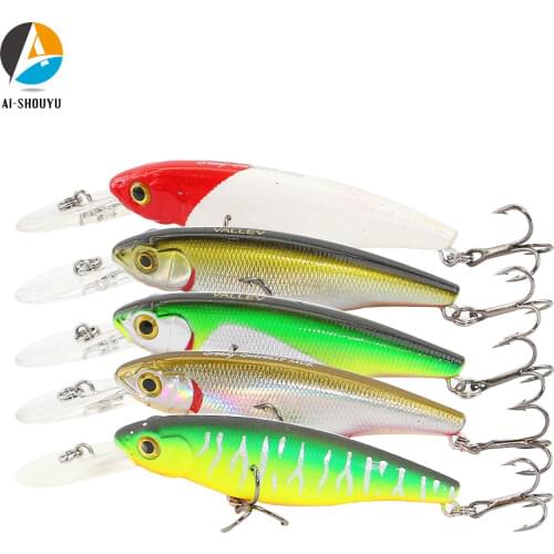 AI-SHOUYU New 1pc Magnetic Wobbler 85mm 7g Hard Minnow Bait Artificial Bait Swimbait with 2 Hooks Fishing Lure Suspending Bait