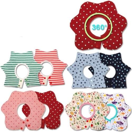New Flower Cotton Baby Bibs Newborn Bavoir Bandana Soft Round 360 Degree Rotating Bib Burp Cloths Slobber Towel Baby Clothes