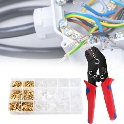 HS-48B set 600PCs cold-pressed assorted crimp terminal para fio combination plug spring boxed connector cross wire crimping tool