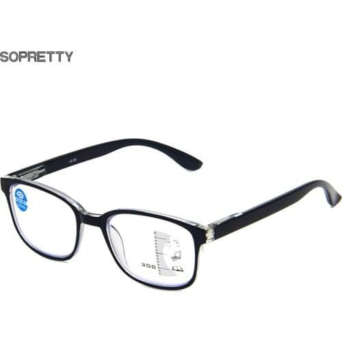 Anti blue light Multi-focu Reading Glasses Men Progressive Multifocal Glasses Women Near Far Sight Diopter Eyeglasses for Reader