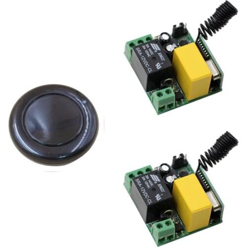 AC 220V 1CH 10A Relay Wireless Remote Control Switch Home Light Lamp LED Bulb Switch , 2 X Receiver + Black Button Transmitter