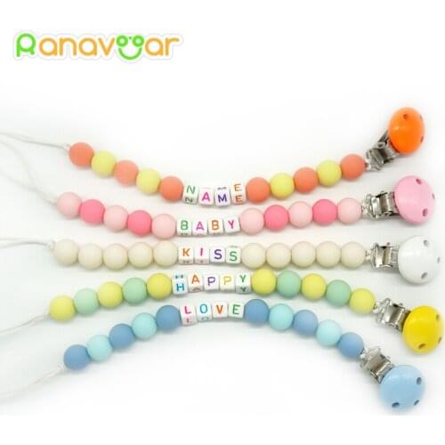 Personalised- Any Name Pacifier Clips Gift Dummy Handmade Pacifier Chain Holder Baby Nipple Feeding Garment Wooden Clip NZL04