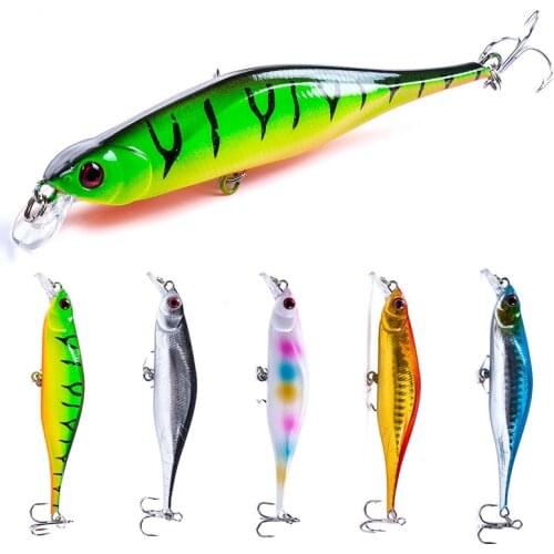 1pcs Fishing Lure 105mm 11.5g Minnow Hard Baits 3D Eyes Crankbait wobblers with Diving Bead Inside Pike Trount Carp Bait