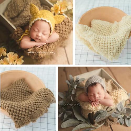 Newborn Photography Props Baby Soft Blanket Photography Weaving Pineapple Blanket Multiple Use Carpet Infantil Shoot Accessories