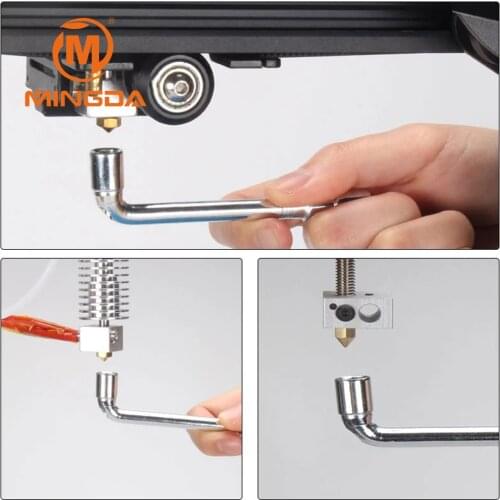 6mm 7mm Hexagonal wrench L-shaped Screw Nut Wrench Sleeve Maintenance Tool Sleeve Wrench for Ender 3 E3D MK8 Nozzle
