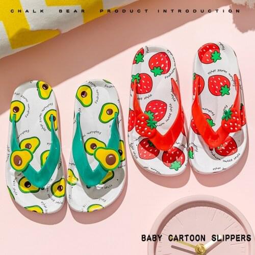 2021 Summer Children Shoes Girls Boys Slippers Sandals Caroon Fruits Indoor Home Beach Slides Soft Sole Antiskid Flip Flops Kids