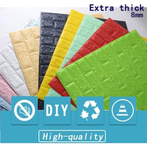 Extra thick 8mm Diy Self Adhesive 3d brick wall stickers Living Room Decor Foam Waterproof Wall Covering 77*70cm 3D Wallpaper