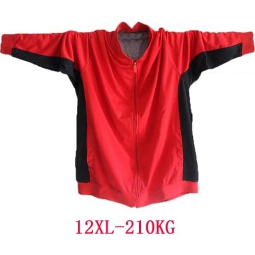 Spring men jackets patchwork Sweatshirts zipper sports hoodies fleece plus size 9XL 10XL 11XL 12XL oversize coat loose 68 70 66