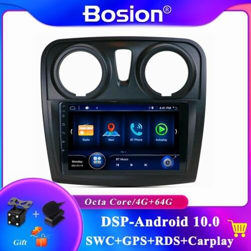Built in DSP+Carplay 4GB+64GB Android 10.0 For Renault Dacia Logan Sandero 2012 2013 2014 2015 2016 2017 GPS Navi BT Mic Camera