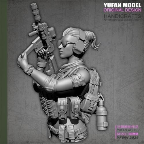 YUFan Model Resin Kits Bust modern female soldier resin soldier YFWW-2026