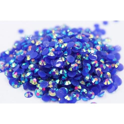 Jelly Sapphire AB Color 2~6mm Flatback стразы Resin Non hotfix Rhinestones in Bulk Package Nail Art Decoration for Garment