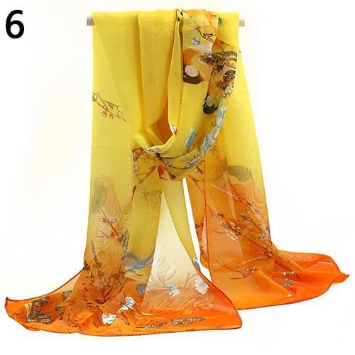Fashion Women Long Chiffon Stole Scrawl Flower Printed Soft Sun Block Scarf Black Friday new