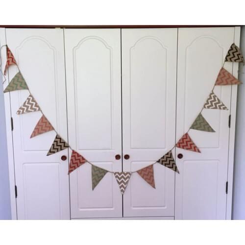 1pcs 2.8M 15Flags Colorful Wavy Stripes Fabric Linen Flag Banner Wedding Birthday Party Decoration Home Festival Deco Pennant