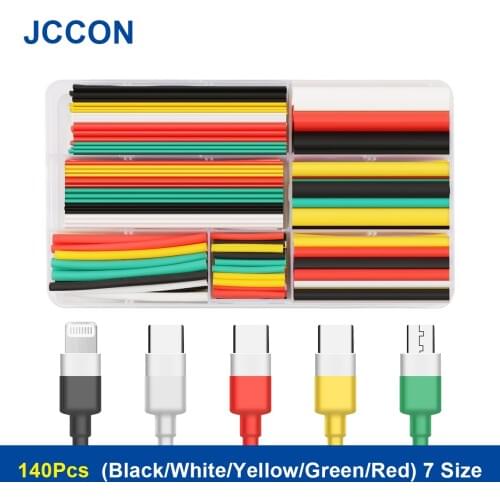 140pcs/box Heat Shrink Tube Kit Shrinking Assorted Polyolefin Insulation Sleeving Heat Shrink Tubing Wire Cable 7 Sizes