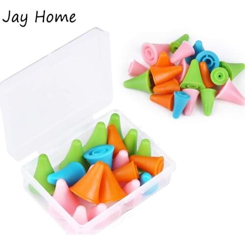 20PCS Knitting Needles Point Protectors Big & Small Knitting Needles Cap Needle Tip Stoppers with Plastic Box for Knitting Craft