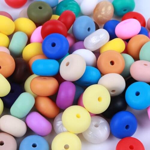 * 200pc Silicone Beads Abacus Bead Food Grade Sensory Baby Teether Toy Diy Jewelry Chewable Kids Shower Gift Lentil beads