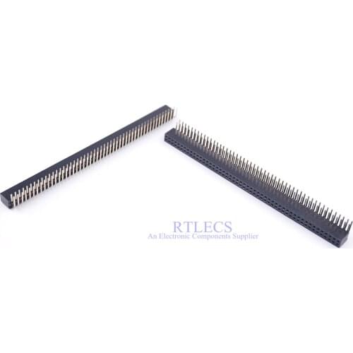 5 pcs 2x50 Position 1.27 mm PCB Female Header Socket 100 Pin Receptacle Right Angle Through Holes PCB SIP 90 Degree Horizontal