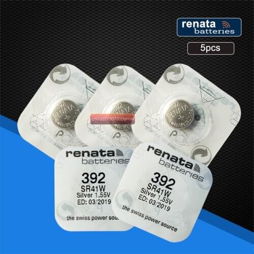 5pack renata Silver Oxide Watch Battery 392 SR41W 1.55V 100% original brand renata 392 renata 41 battery