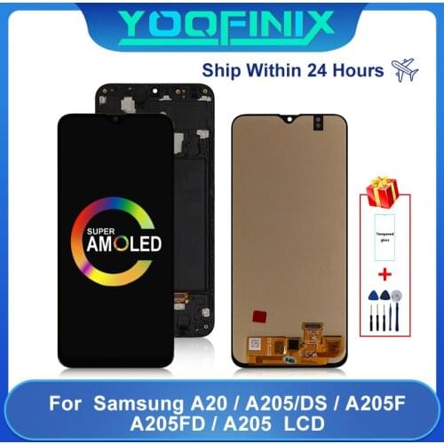 "6.4"AMOLED For Samsung Galaxy A20 LCD A205F A205FN A205GN A205S A205 Display Touch Screen Digitizer Display Replacement Parts