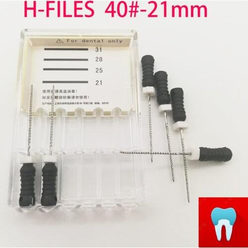 6pcs 40#-21mm Dental Files Root Canal Dentist Materials Dentistry Instruments Hand Use Stainless Steel H Files