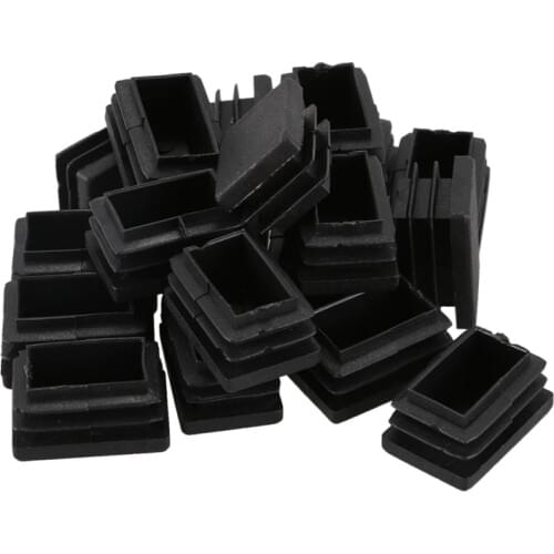 Promotion! 20 pcs Plastic Rectangular End Cap 30mm x 20mm Threaded Pipe Tube Insert Rubber feet