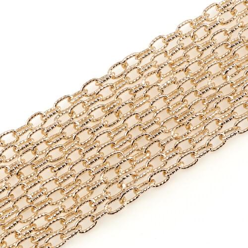 Aluminum Metal Rose Gold Oval Shape Necklace Chains Bulk Fit Bracelets Findings Open Link Chain For DIY Jewelry Making