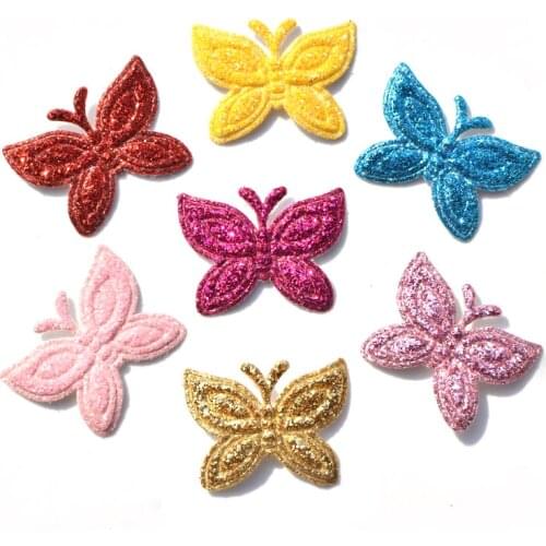 30PCS Mixed Glitter Leather Padded Butterfly Felt Appliques for DIY Sewing Supplies Kids Craft Accessorie K24