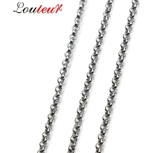 LOULEUR 2 Meters/lot 2/2.5/3/4/5mm Stainless Steel Women Mens Chain Necklace Bulk Chains for Diy Necklace Jewelry Making