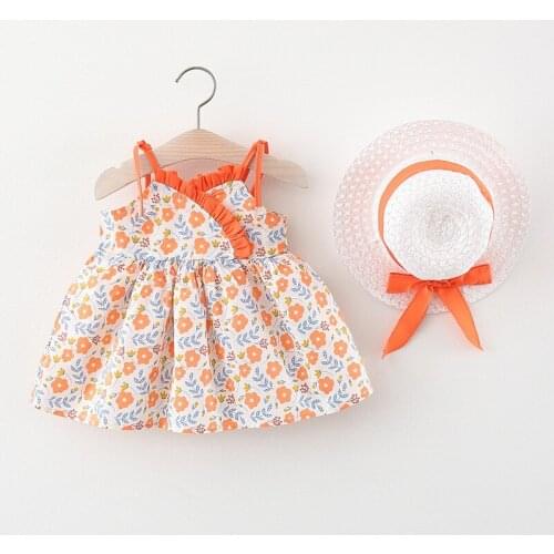 Childrens Clothing New 2021 Summer Baby Girl Casual Dress For Girls Princess Dresses Kids Plum Blossom Slanted Shoulder Dresses