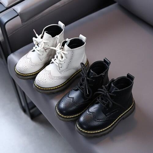 Genuine Leather Children Motorcycle boots boy girl New Arrival Baby Girls shoes Side zipper Military boots Boys Kids Snow Boots