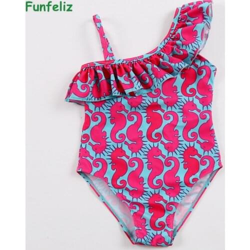 Funfeliz Girls swimwear 2-12 Years Floral Print One Piece Swim wear 2018 New Quality Children Swimwear Kids Girl Bathing Suits