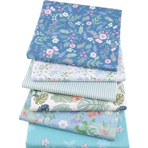 6 Pieces/Set Nice Gift DIY Sewing Craft Patchwork Cloth 25x25cm/25x20cm Blue flower Cotton for Household Multi Purpose