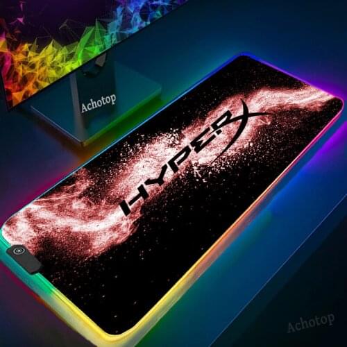 900x400mm RGB HyperX logo Gaming Mouse Pad XXL Computer Mousepad Super Large XL LED Rubber Speed Desk Keyboard Mouse Pad 7 Color