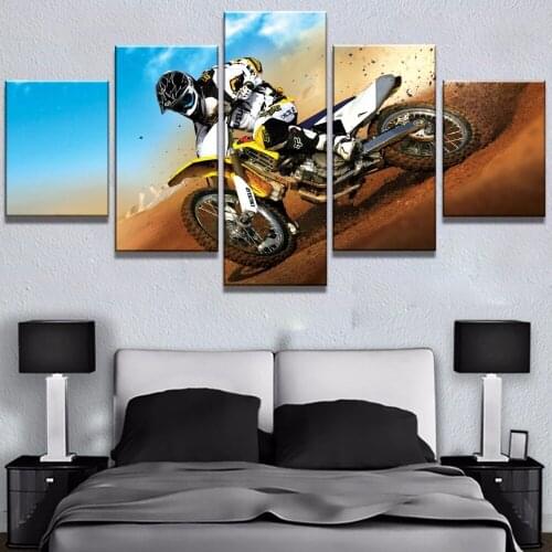Painting Canvas 5 Piece HD Print Large Motocross Racing Sports Wall Art Picture Home Decoration Living Room Canvas Painting