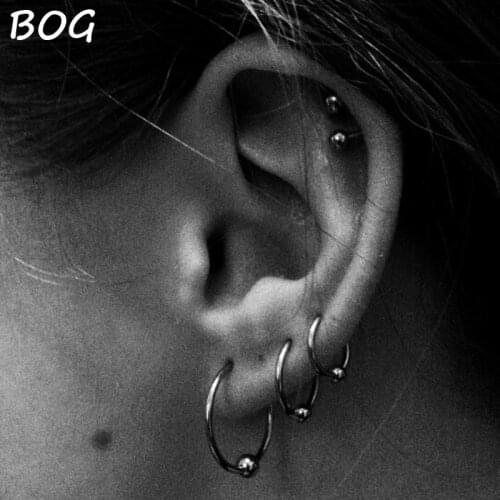 3 Pairs Extra Large Size Surgical Steel Captive Bead Ring Hoop Ring Ear Tragus Cartilalge Piercing Body Jewelry Earring 16g 14g