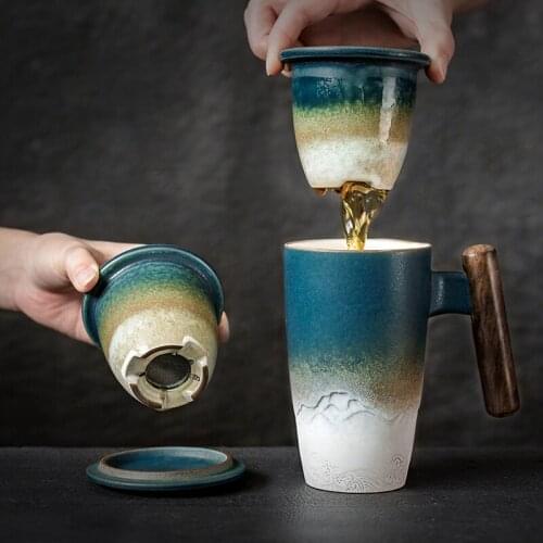 Nordic Mug with Lid Large Ceramic Tea Cup Office Teaware Mugs Coffee Cups Porcelain Luxury Tea Services Items Gift Ideas Box