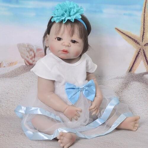 Vinyl reborn girl Bebes reborn menina 23"57cm full silicone reborn baby dolls toys for children gift
