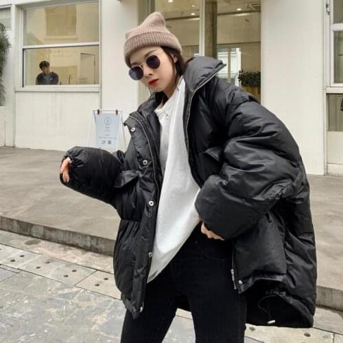 ZITY 2020 Winter Jacket Women Stand Collar Thick Warm Down Parka Oversized Loose Down Coat White Duck Jacket Female Bread Coat