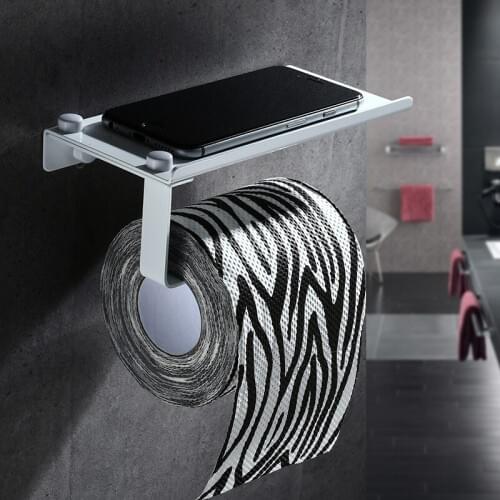 Concise Wall Mount Toilet Paper Holder Bathroom Multicolor Fixture Stainless Steel Roll Paper Holders with Phone Shelf With baf