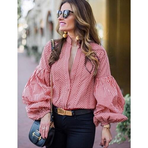 Fashion Blouse Womens Shirts V-Neck Long Sleeve Button Tees Ladies Autumn Blouse WomenCasual Slim Tops Female Clothes Blusas