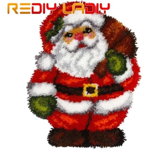 Latch Hook Rug Kits Christmas Crocheting Carpet Rug 100% Acrylic Yarn Cushion Mat Santa Clause Carpet Home Decor Arts & Crafts