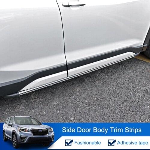 QHCP 4Pcs Chrome Stainless Car Door Side Line Body Moulding Cover Trim Car Exterior Accessories Styling For Subaru Forester19-21