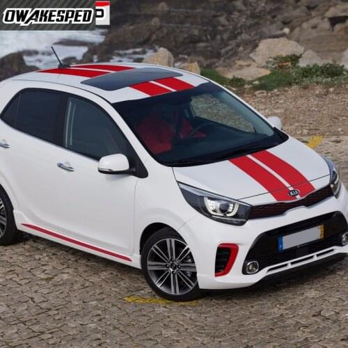 1 set Racing Sport Stripes Car Hood Roof Tail Sticker For KIA Picanto Morning Auto Body Whole Vinyl Decals Exterior Accessories