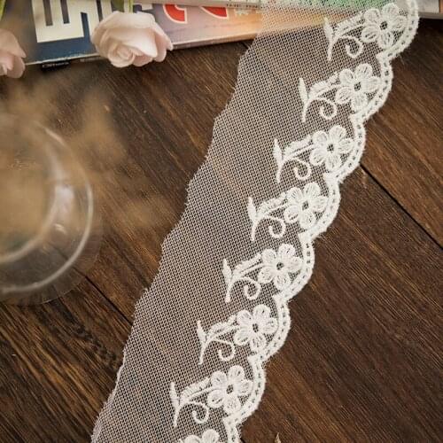 Wholesale lace fabric white garments bra curtain diy crafts sewing accessories 6cm wide lace ribbon floral trimming 1yard