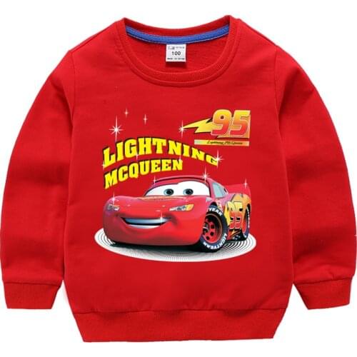 Autumn Children Girls Clothes Cartoon Lightning Mcqueen Cars Printed Long Sleeve Sweatshirt Casual Teenagers Boys Tops
