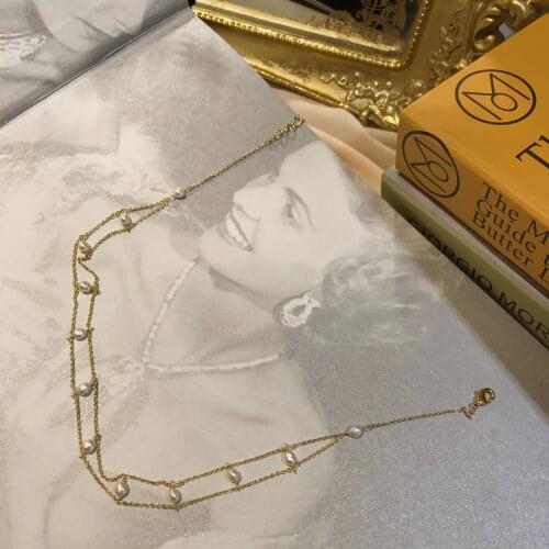 1pcs,Double strand of choker Necklace with Natural Fresh-water Pearls,Concise Design women Necklace for Wedding Party decoration