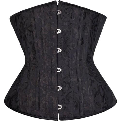 Underbust Corset Top Bustier Gothic Steel Boned Waist Trainer Short Slimming Sheath Belly Women Lace Steampunk Plus Size Corset