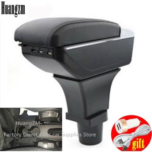 For Fiat 500 Armrest Box Central Store Content Storage Box with Cup Holder Ashtray USB Interface