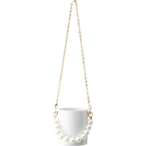 Hanging Flower Pot Plant Hanger Chain For Home Garden Decoration 1PC Creative White Pearl Decorative Porcelain Vase